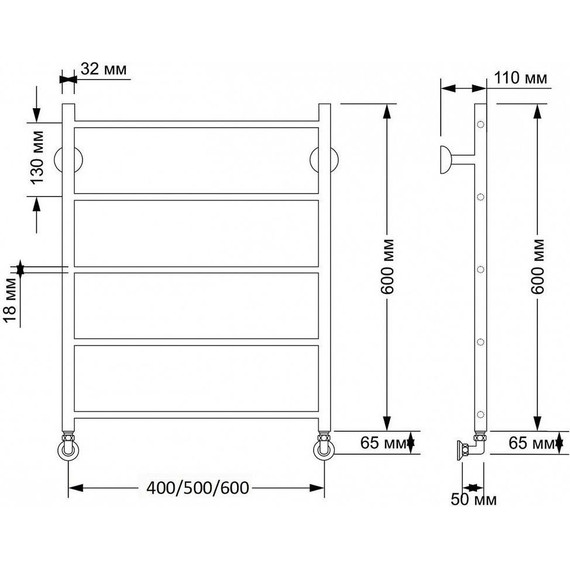 Полотенцесушитель водяной Secado Триада 1 П5 500x600 мм, бронза - фото 3