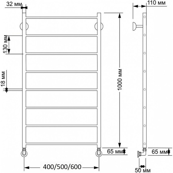 Полотенцесушитель водяной Secado Триада 1 П8 500x1000 мм, бронза - фото 3