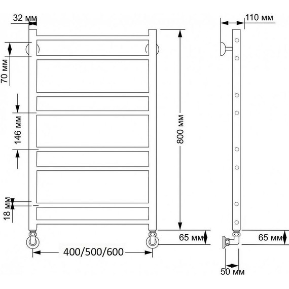Полотенцесушитель водяной Secado Триада 2 П8 500x800 мм, бронза - фото 3
