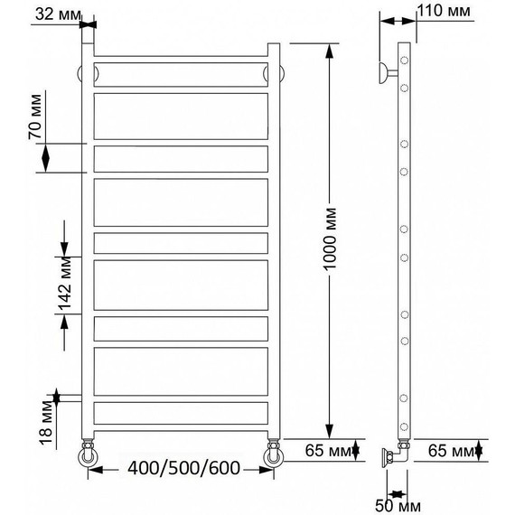 Полотенцесушитель водяной Secado Триада 2 П10 500x1000 мм, бронза - фото 3