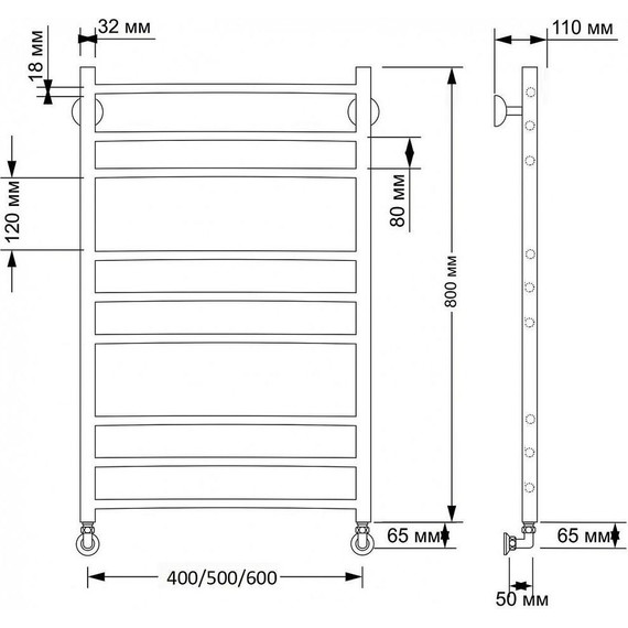 Полотенцесушитель водяной Secado Триада 3 П9 500x800 мм, бронза - фото 3