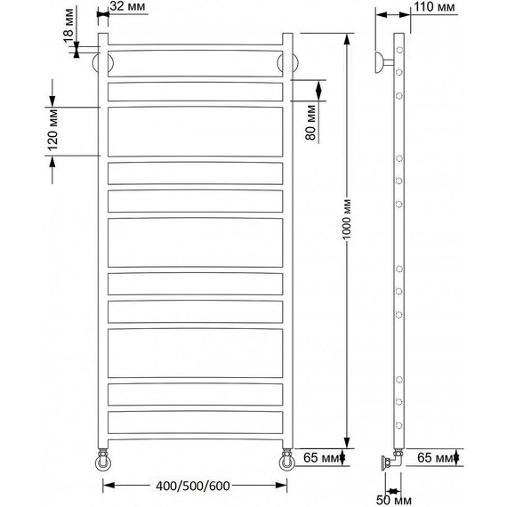 Полотенцесушитель водяной Secado Триада 3 П12 500x1000 мм, бронза - фото 3