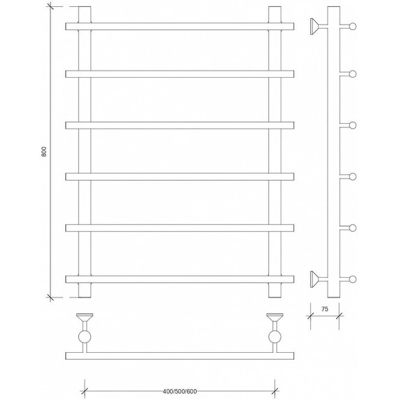 Полотенцесушитель водяной Secado Турин 1 П6 500x800 мм, бронза - фото 3