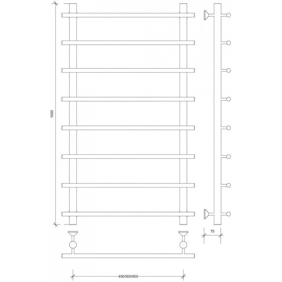 Полотенцесушитель водяной Secado Турин 1 П8 500x1000 мм, бронза - фото 3