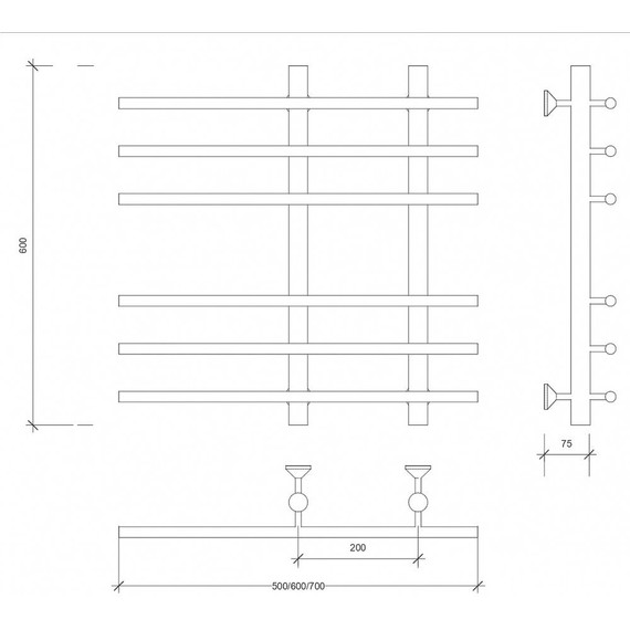 Полотенцесушитель водяной Secado Турин 3 П6 200x600 мм, бронза - фото 3