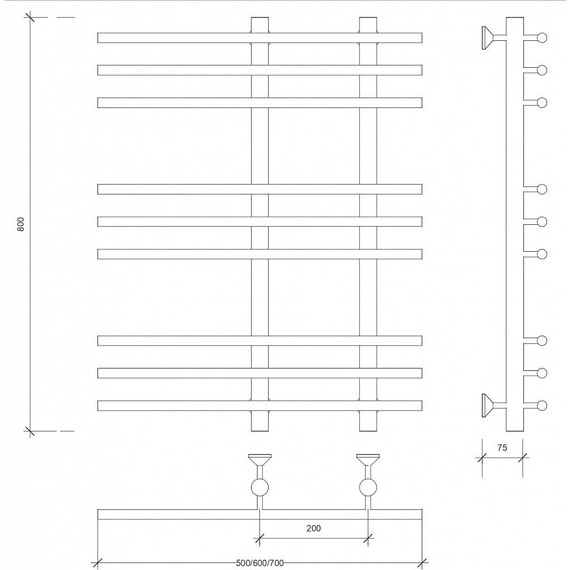 Полотенцесушитель водяной Secado Турин 3 П9 200x800 мм, бронза - фото 3