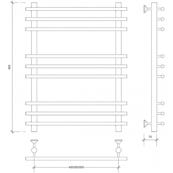 Полотенцесушитель водяной Secado Турин плюс П9 500x800 мм, бронза - фото 3