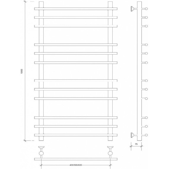 Полотенцесушитель водяной Secado Турин плюс П12 500x1000 мм, бронза - фото 3