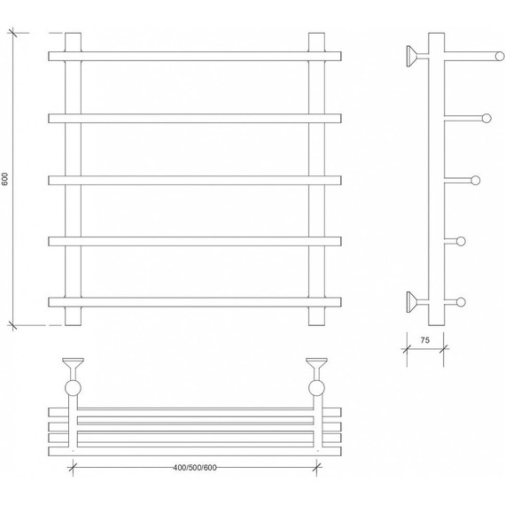 Полотенцесушитель водяной Secado Турин 6 с полкой П5 500x600 мм, бронза - фото 3