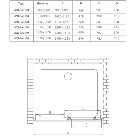 Душевая дверь Vincea Alpha 120 см VDS-3AL120CLB, черный/прозрачное - фото 3