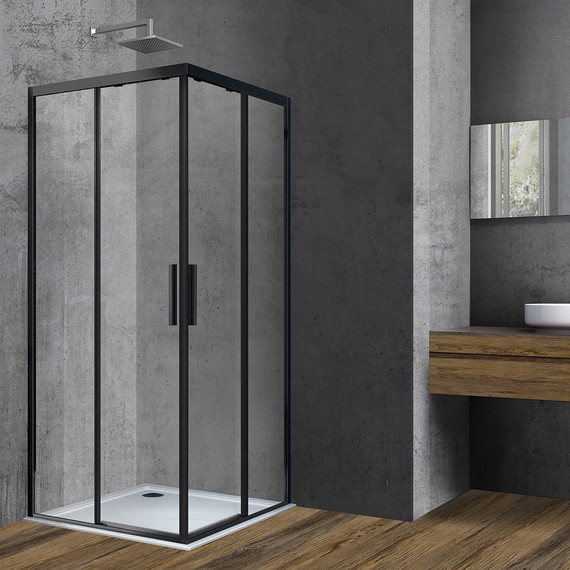 Душевое ограждение Vincea Soft 90x90 см VSS-3SO900CLB, черный/прозрачное - фото 
