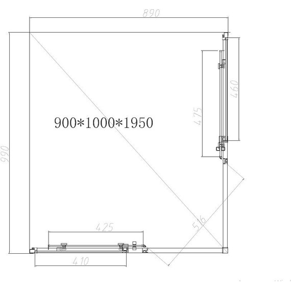 Душевое ограждение Vincea Slim-N 90x100 см VSS-4SN9010CLB, черный/прозрачное - фото 3