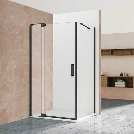 Душевое ограждение Vincea Extra 110-120x90 см VSR-1E111290CLB (стекло 8 мм), черный/прозрачное - фото 