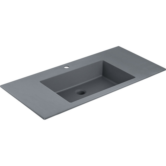 Тумба подвесная с раковиной Vincea Chiara 2D 100 см VMC-2C2100GS (раковина VCB-13100G), cерый камень - фото 2