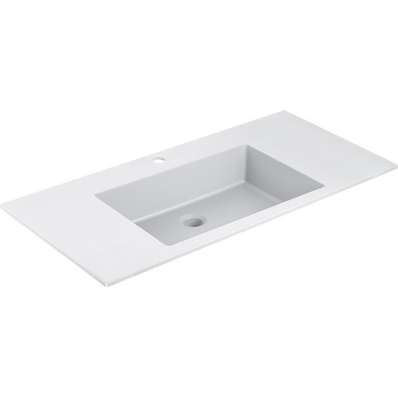 Тумба подвесная с раковиной Vincea Chiara 2D 100 см VMC-2C2100RO (раковина VCB-13100W), тёмный дуб - фото 4