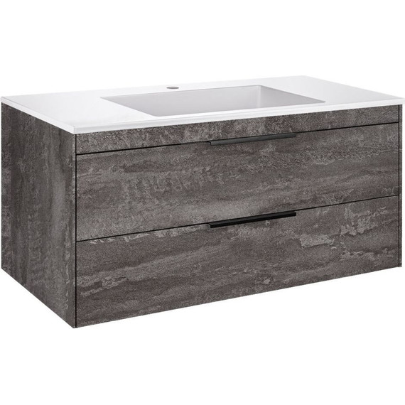 Тумба подвесная с раковиной Vincea Chiara 2D 100 см VMC-2C2100GS (раковина VCB-13100W), cерый камень - фото 2