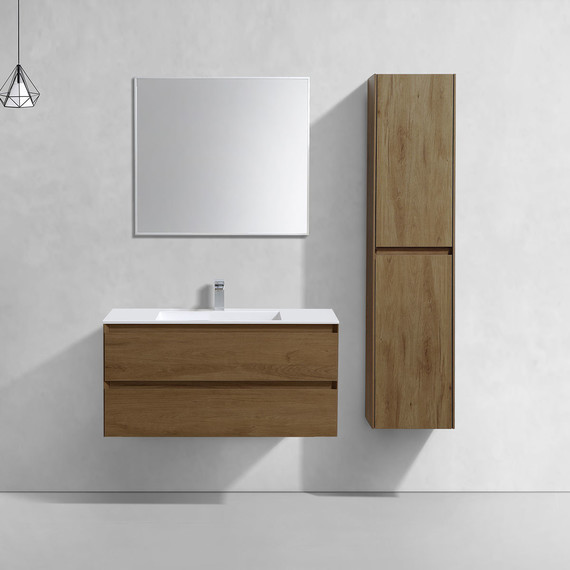 Тумба подвесная с раковиной Vincea Luka 100 см VMC-2L100TO (раковина VCB-13100W), дуб табак - фото 2