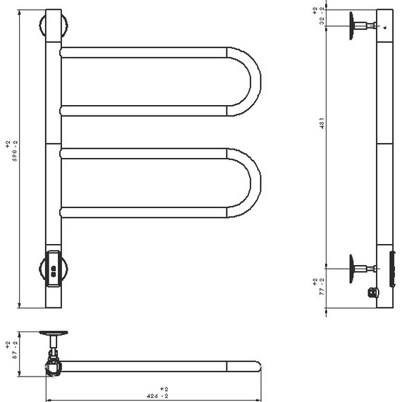 Полотенцесушитель электрический Vincea 590x426 мм VTD-1R1CE, хром - фото 5