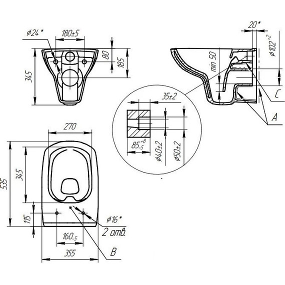 Инсталляция Cersanit Vector с подвесным унитазом Carina Xl Co Dpl Eo Slim A64441 (кнопка Corner хром глянцевый) - фото 20