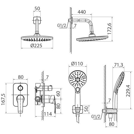 Душевая система для душа Iddis Ray RAYBL02i67, черный матовый - фото 7