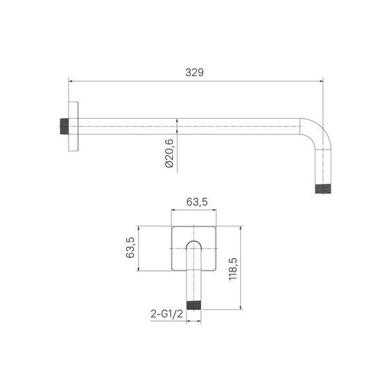 Кронштейн стеновой для верхнего душа Iddis Slide 329 мм SLI39CSi61 - фото 6