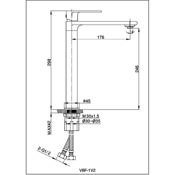 Смеситель для раковины высокий Vincea Vogue VBF-1V2CH - фото 3