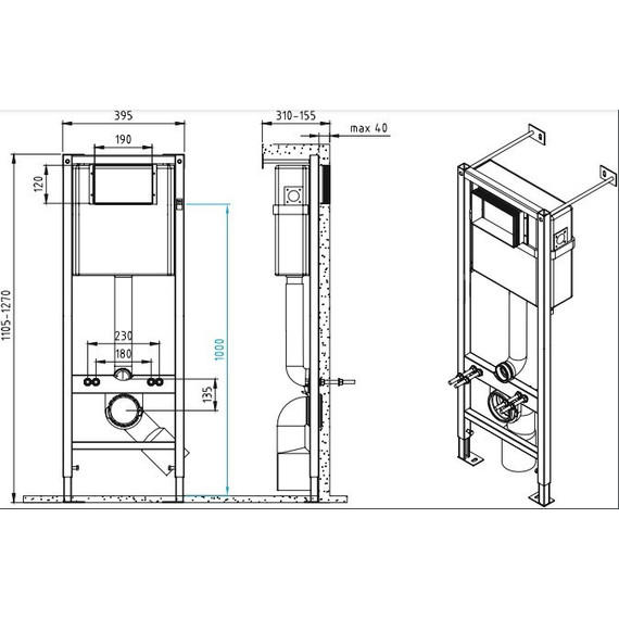 Инсталляция Cersanit Vector с подвесным унитазом Carina Xl Co Dpl Eo Slim A64441 (кнопка Corner хром глянцевый) - фото 21