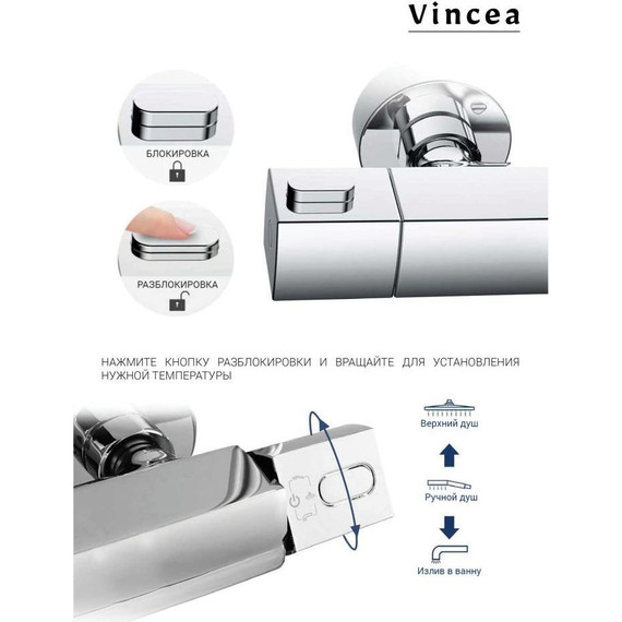 Душевая стойка с термостатом Vincea Next VSFS-1N0TGM, вороненая сталь - фото 4