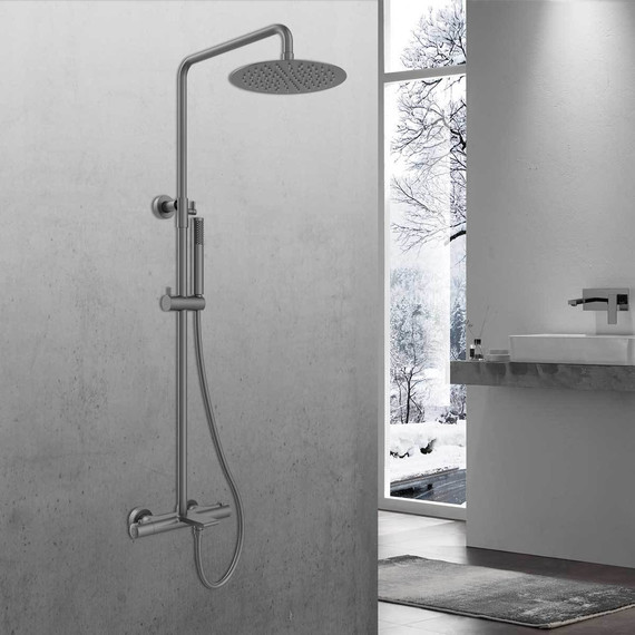 Душевая стойка с термостатом Vincea Vogue VSFS-1V1TGM, вороненая сталь - фото 2