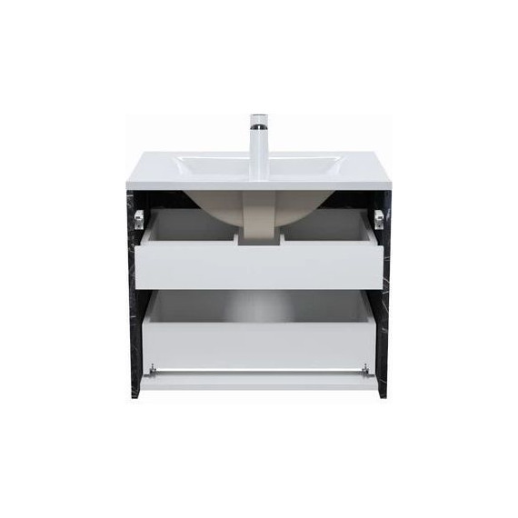 Тумба подвесная с раковиной Iddis Cloud 60 см CLO60B0i95K, черный мрамор/белый матовый - фото 3