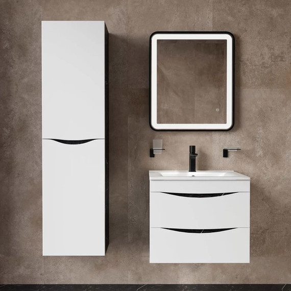 Тумба подвесная с раковиной Iddis Cloud 60 см CLO60B0i95K, черный мрамор/белый матовый - фото 5