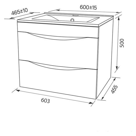Тумба подвесная с раковиной Iddis Cloud 60 см CLO60B0i95K, черный мрамор/белый матовый - фото 8