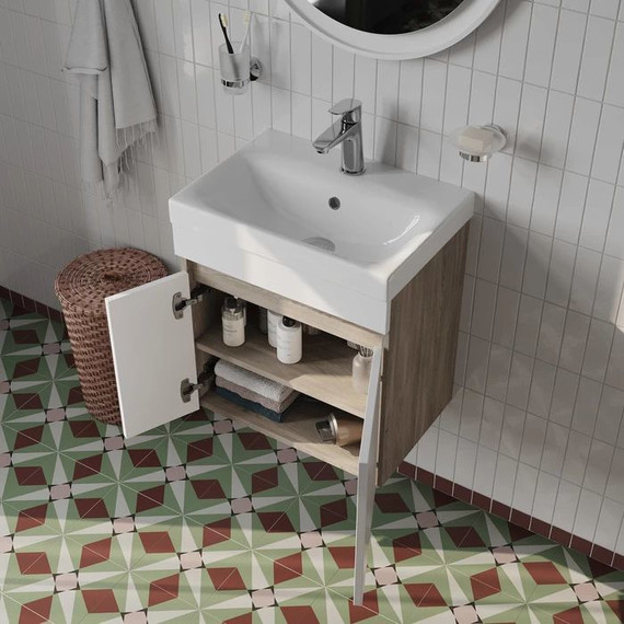 Тумба подвесная с раковиной Iddis Zodiac 50 см ZOD5AD0i95K, ясень-шимо/белый матовый - фото 6