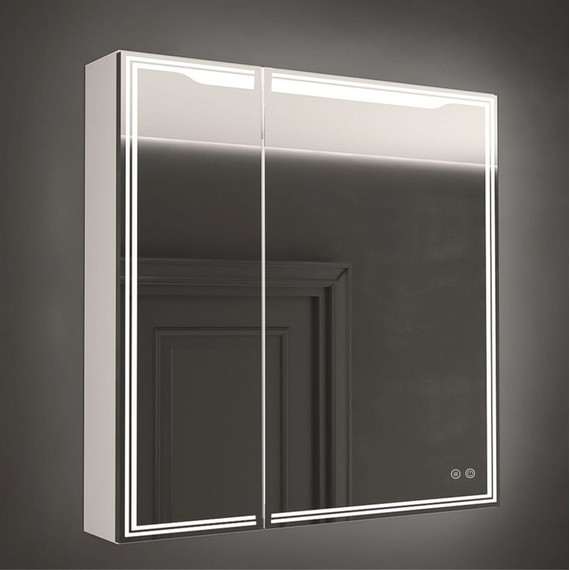 Зеркало-шкаф Art&Max Merano 80 см AM-Mer-800-800-2D-R-DS-F R, bianco lucido - фото 