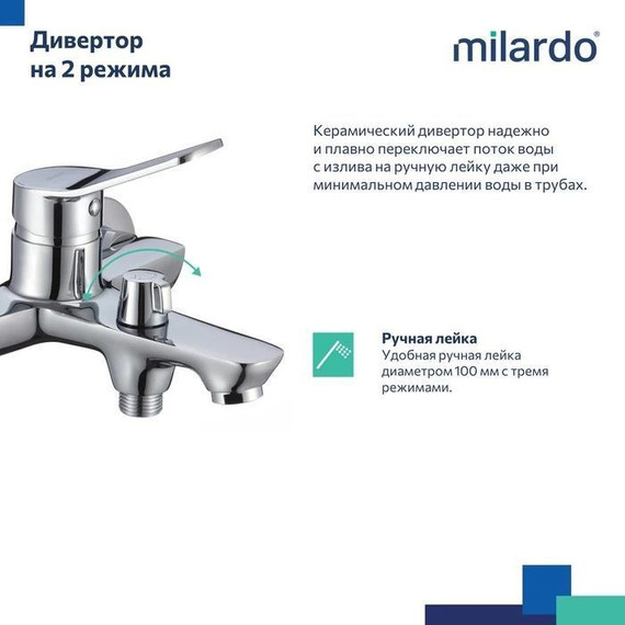 Смеситель для ванны Milardo Enjoy ENJSB00M02 - фото 6