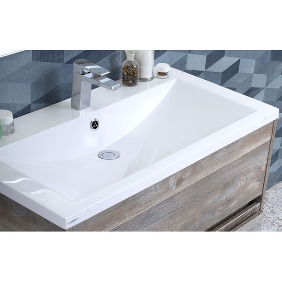 Тумба подвесная с раковиной Art&Max Family-M-750-2C-SO-HG 75 см, дуб харбор золотой - фото 3