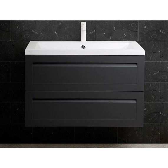 Тумба подвесная с раковиной Art&Max AM-Platino-900-2C-SO-GM-Cer 90 см, серый матовый - фото 