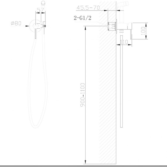 Набор для гигиенического душа Abber Wasser Kreis AF8125RG, розовое золото - фото 4