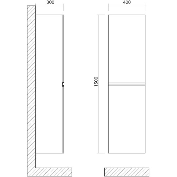 Пенал подвесной Art&Max AM-Bianchi-1500-2A-SO-OM 40 см, эмаль оливковый матовый - фото 3