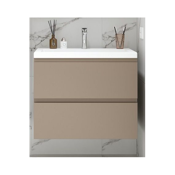 Тумба подвесная с раковиной Art&Max AM-Bianchi-750-2C-SO-CM 75 см, эмаль капучино матовый, Цвет фасада: бежевый - фото 