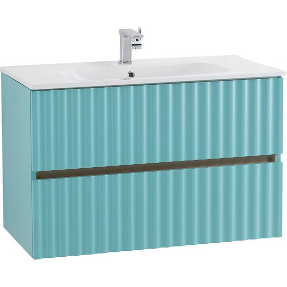 Тумба подвесная с раковиной Art&Max AM-ELEGANT-900-2C-SO-MM-LED 90 см, светло-зелёный матовый, Цвет фасада: зелёный - фото 3