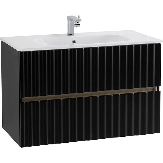 Тумба подвесная с раковиной Art&Max AM-ELEGANT-900-2C-SO-NM-LED 90 см, чёрный матовый, Цвет фасада: чёрный матовый - фото 3