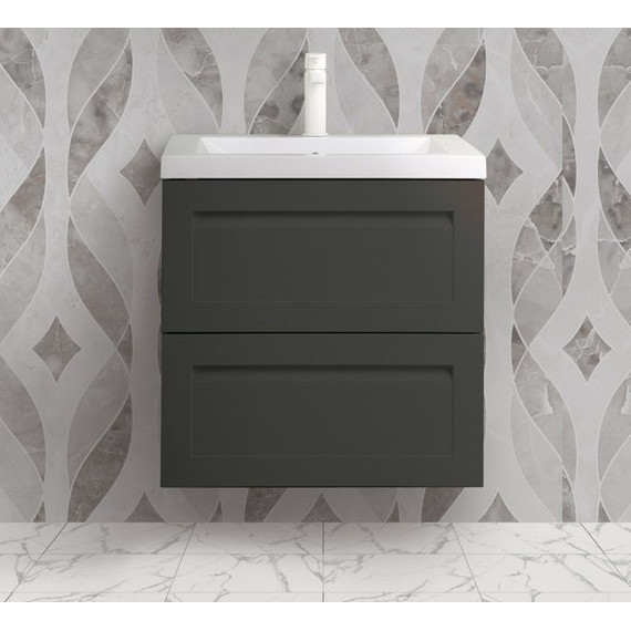 Тумба подвесная с раковиной Art&Max AM-Platino-600-2C-SO-GM-Cer 60 см, серый матовый - фото 