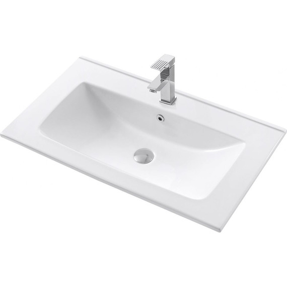 Тумба подвесная с раковиной Art&Max AM-Platino-800-2C-SO-BL-Cer 80 см, белый глянцевый - фото 2