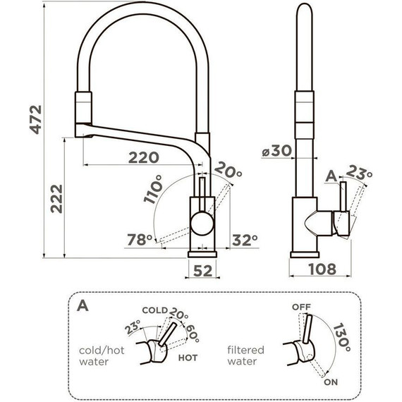 Смеситель для кухни Omoikiri Sinto 2 Plus C-WH 4994378, хром - фото 2