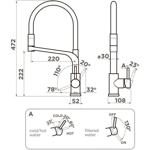 Смеситель для кухни Omoikiri Sinto 2 Plus GB-BL 4994467, вороненая сталь - фото 2