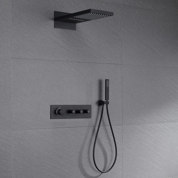 Душевая система для душа с термостатом Black & White Universe UK8330 B, черный матовый - фото 3