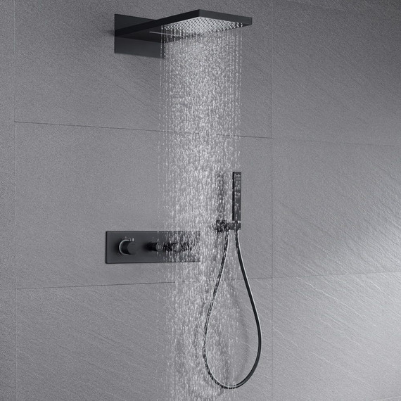 Душевая система для душа с термостатом Black & White Universe UK8330 B, черный матовый - фото 4