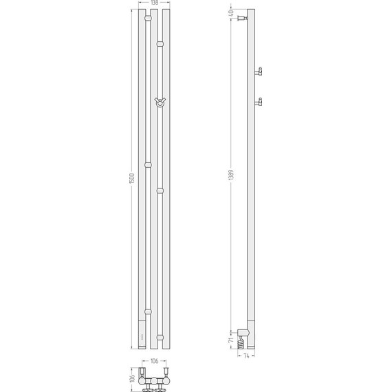 Полотенцесушитель электрический Сунержа Терция 3.0 П3 1500x106 мм L 00-5844-1511 - фото 11