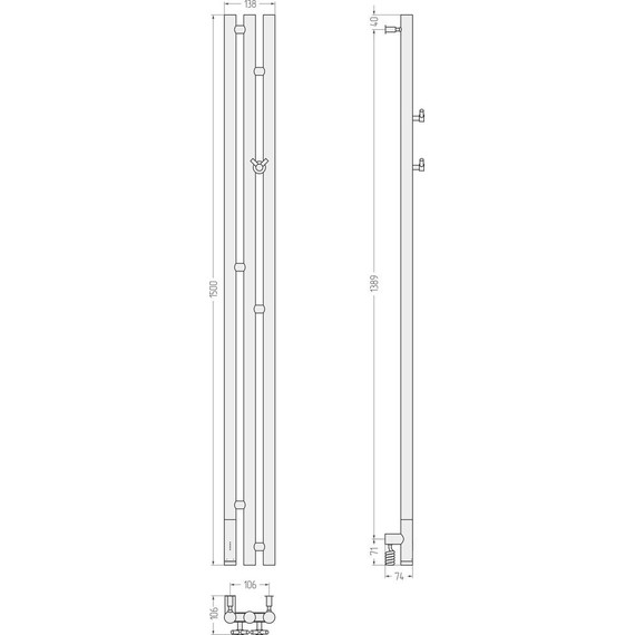 Полотенцесушитель электрический Сунержа Терция 3.0 П3 1500x106 мм L 071-5844-1511, сатин - фото 5